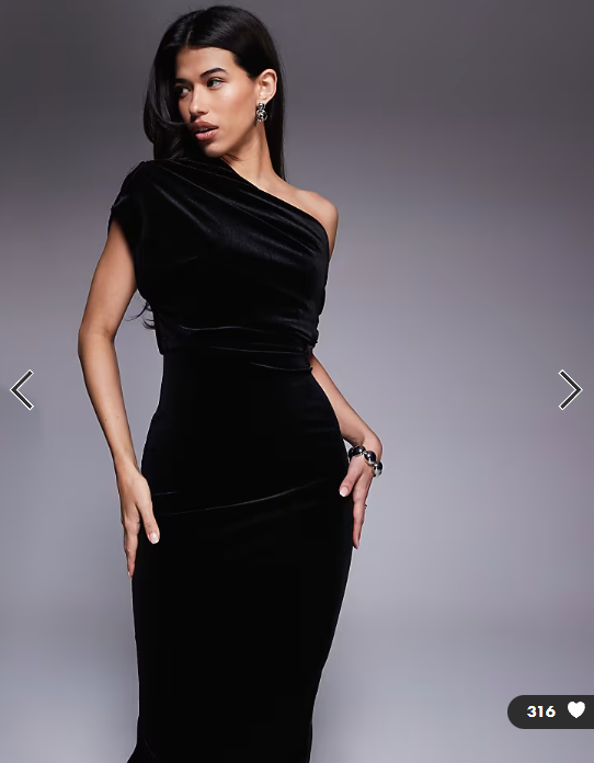 ASOS DESIGN velvet dramatic neckline midi dress with split in black
