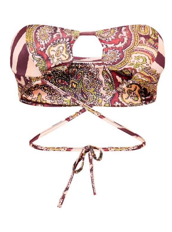 Multi Zebra Paisley Print Slinky Bandeau Tie Top