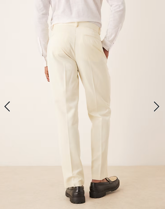 ASOS DESIGN straight leg smart trousers in buttermilk yellow