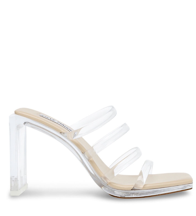 Steve Madden - Women Lucite Square Toe Slip On Sandals, Nude