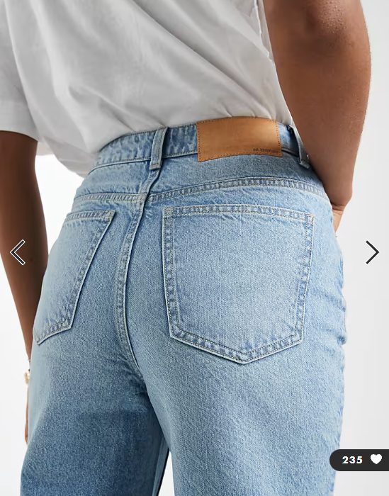 ASOS DESIGN Tall high rise relaxed mom jeans in mid blue