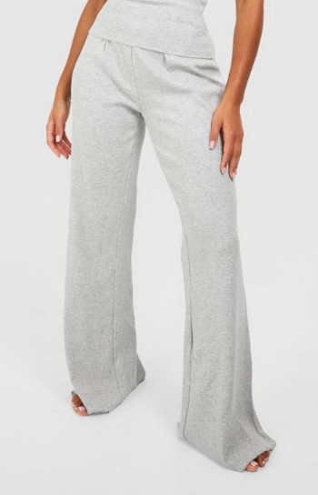 Lounge Grey Rib wide Leg Trousers