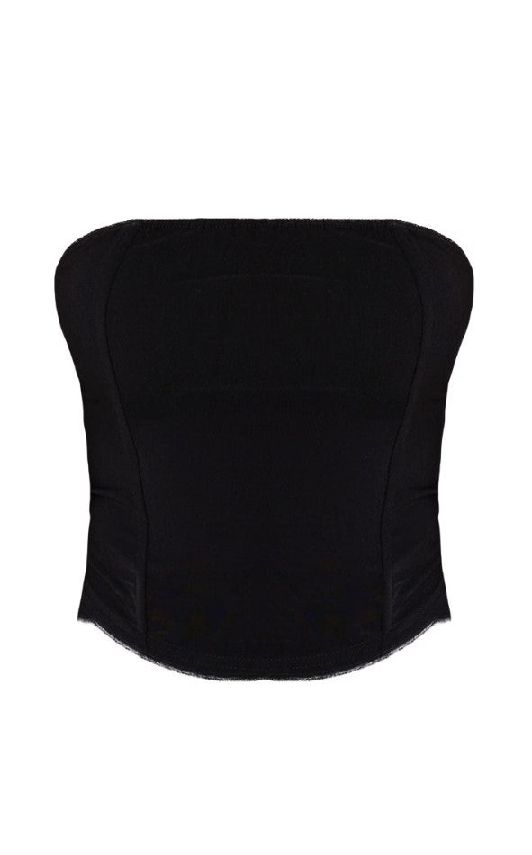 Black Stretch Woven Bandeau Corset
