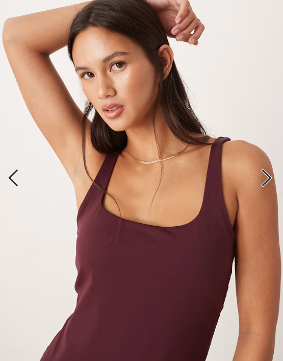 TALA Dayflex minimal longer length square neck vest in fig