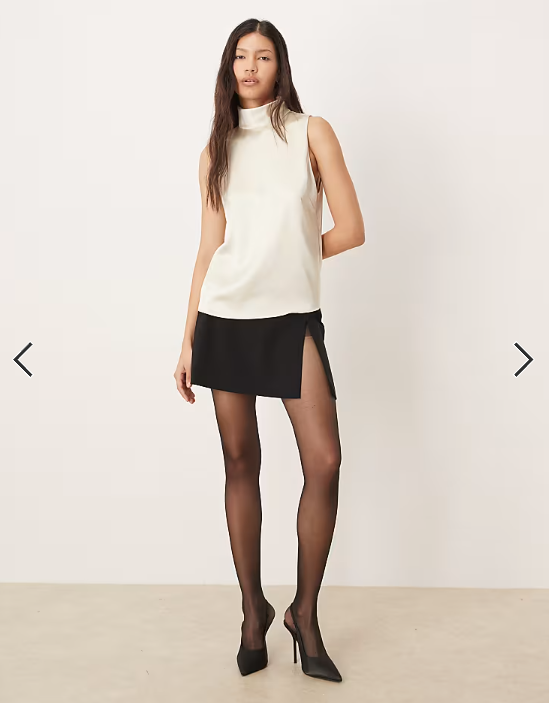 Mango satin high neck sleeveless blouse in ivory