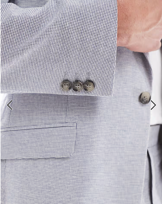 ASOS DESIGN linen mix slim suit jacket in grey puppytooth