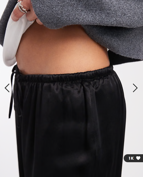 ASOS DESIGN satin wide leg pull on trouser in black