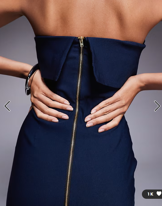 Vesper bengaline bandeau fold over midaxi dress in navy