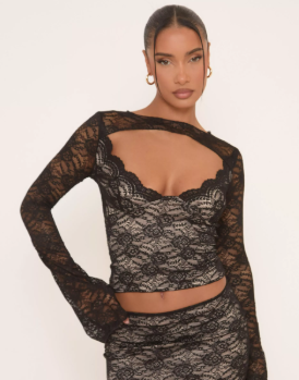 Ego - Low Waist Mini Skirt In Black Lace