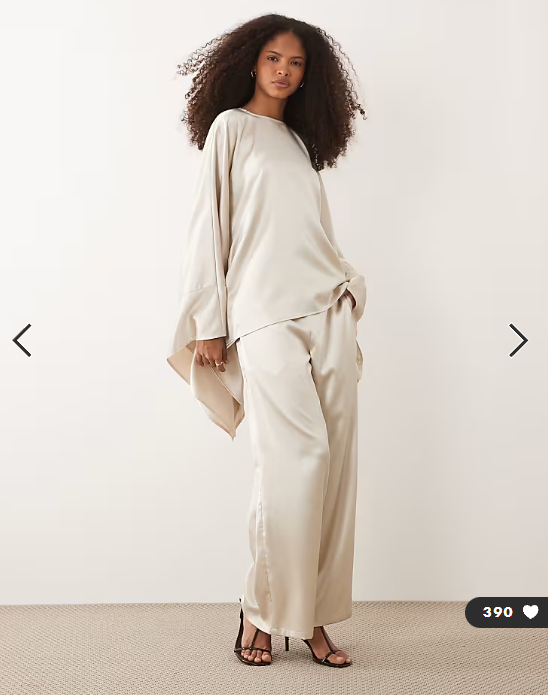 IYAL satin wide leg trouser co-ord in cream