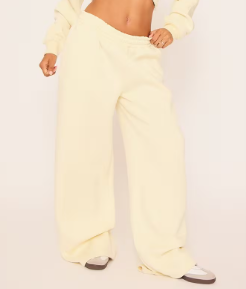 Elastic Waistband Flared Leg Graphic Detail Joggers In Cream