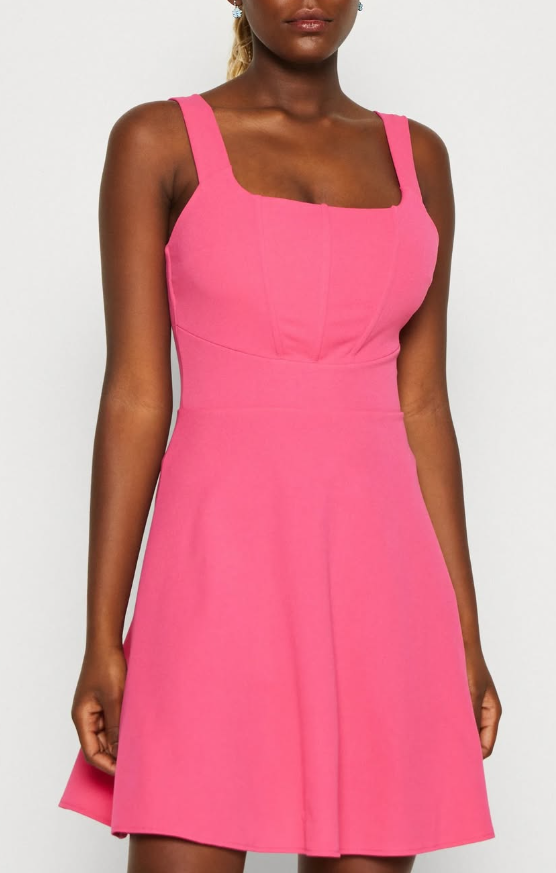 WalG - indi square neck skater dress - fuschia