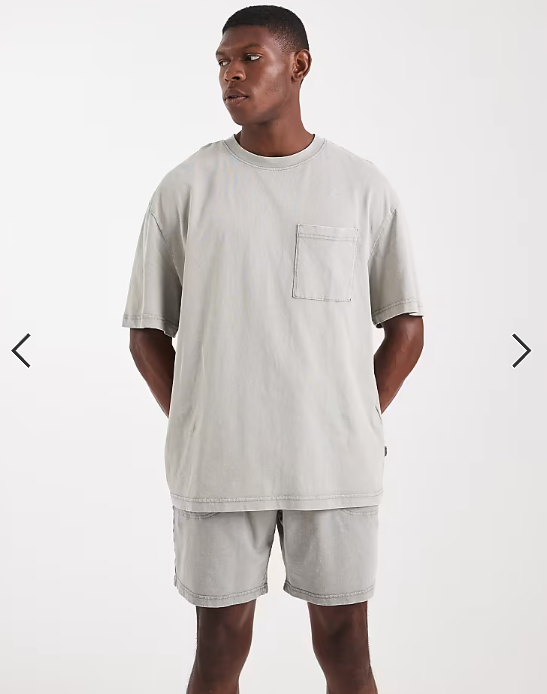 ONLY & SONS sweat short co-ord in washed light grey