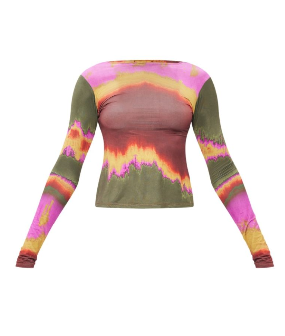 Pink Slinky Printed Long Sleeve High Neck Top