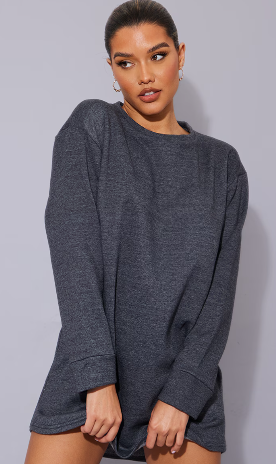 Charcoal Oversized Sweatshirt Jumper Dress