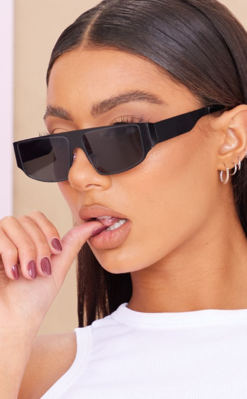 Black Matte Metal Frame Slim Visor Sunglasses
