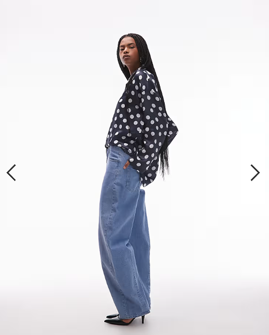 ASOS DESIGN satin wide cuff shirt in polka dot