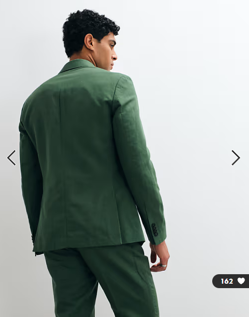 ASOS DESIGN slim suit jacket in linen rich dark green twill