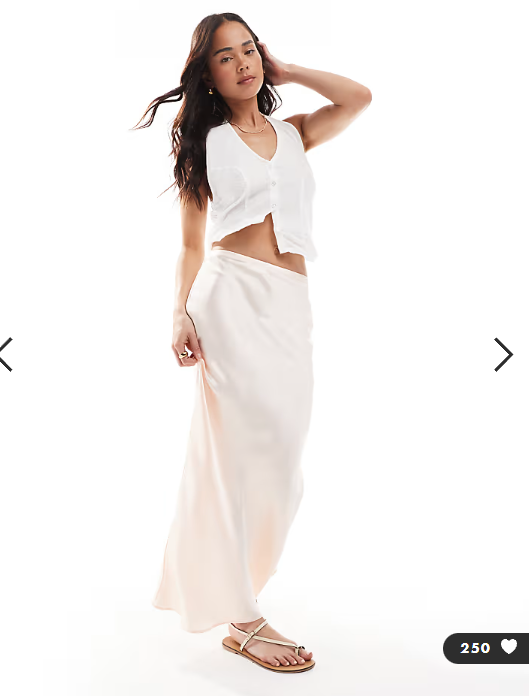New Look satin bias midi skirt in pale pink