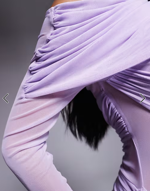 ASOS DESIGN long sleeve slouchy bardot mesh mix maxi dress in lilac