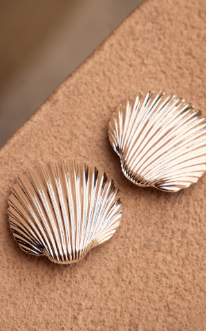Silver Oversized Shell Statement Earrings