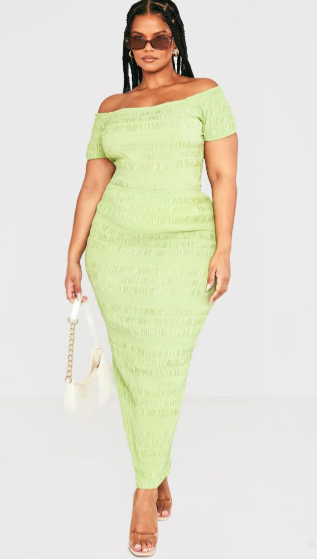 Plus Green Textured Sheer Maxi Skirt