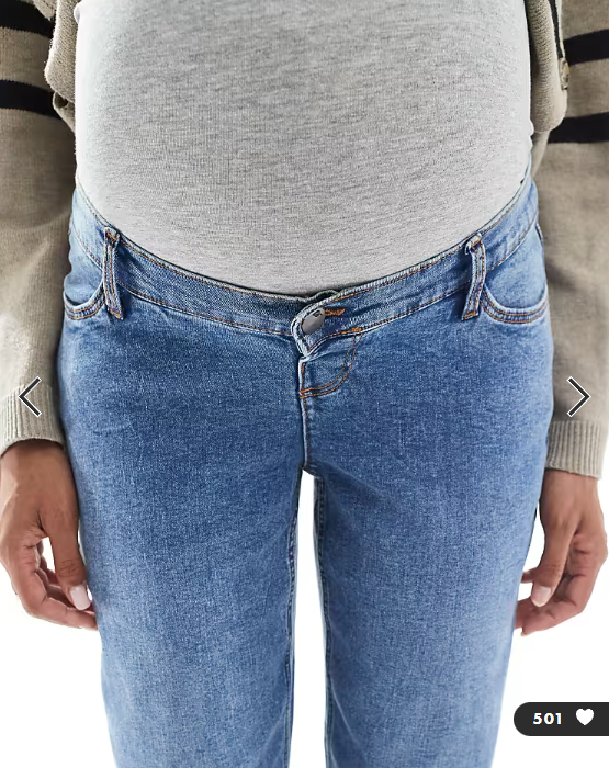Mamalicious Maternity straight leg jeans with soft over the bump band in medium blue wash