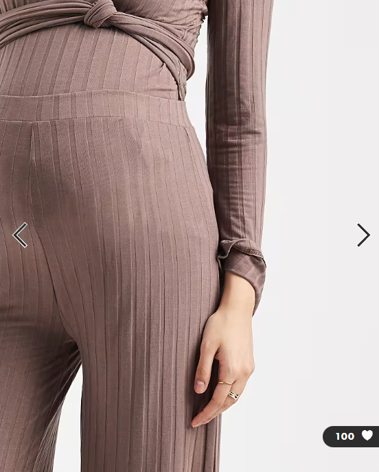 Mamalicious Maternity ribbed wide leg jersey pants in light brown
