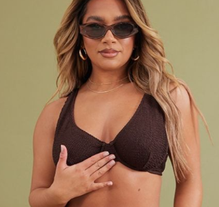 Chocolate Mix & Match Crinkle Fuller Bust Underwired Bikini Top
