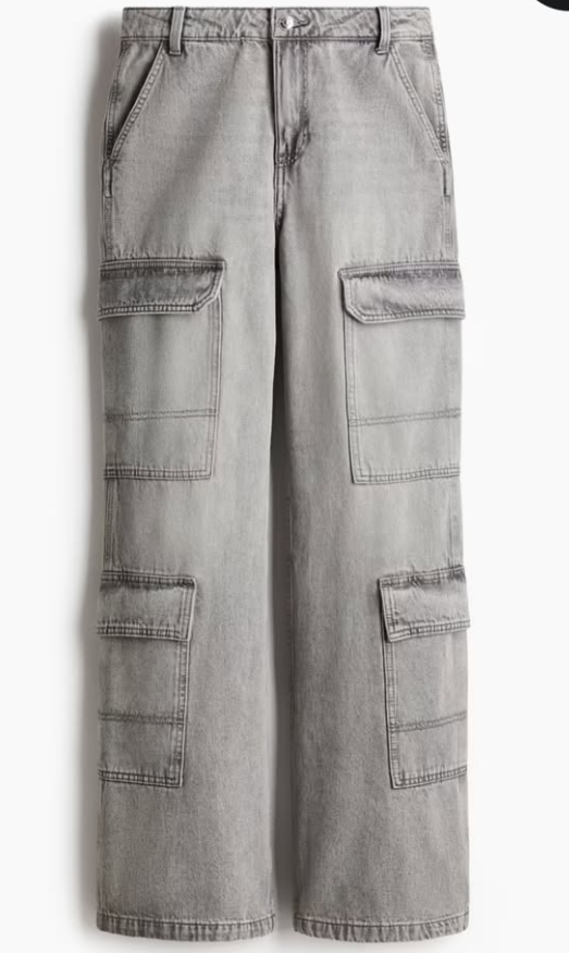 H&M - DENIM CARGO PANTS - Taupe