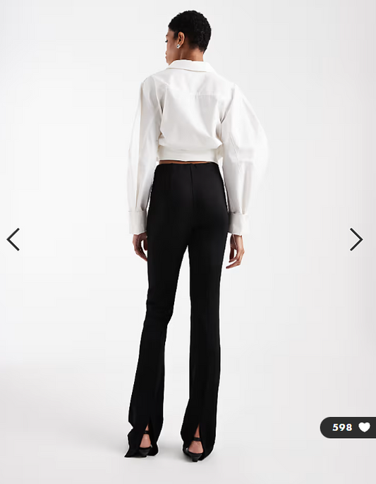 ASOS DESIGN Tall tailored skinny ponte trousers with split in black