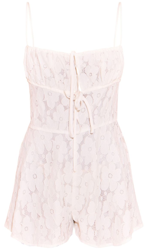 White Floral Lace Strappy Floaty Playsuit
