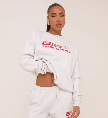 Long Sleeve Graphic Print Sweatshirt In Grey