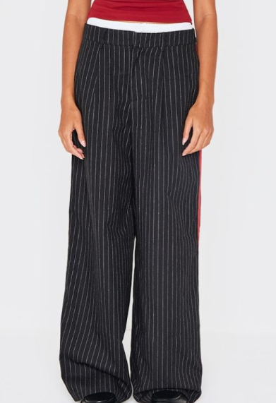 Plt - Black Tailored Woven Side Stripe Boxer Detail Straight Leg Trousers