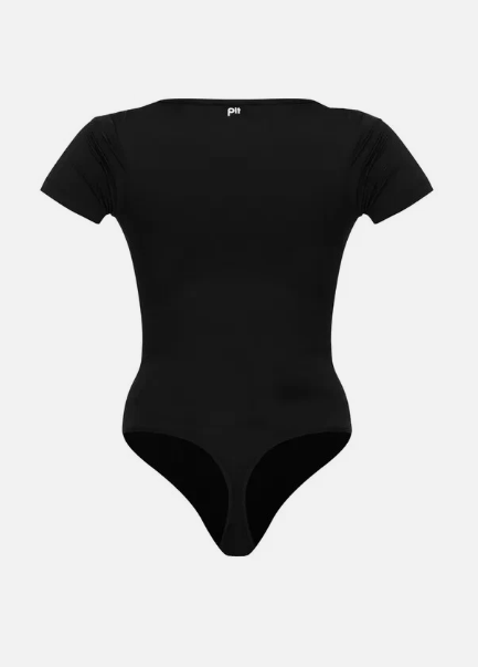 PrettyLittleThing Black Sculpt Gathered Short Sleeve Bodysuit