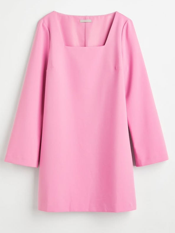 H&M - SQUARE-NECKED DRESS- Pink
