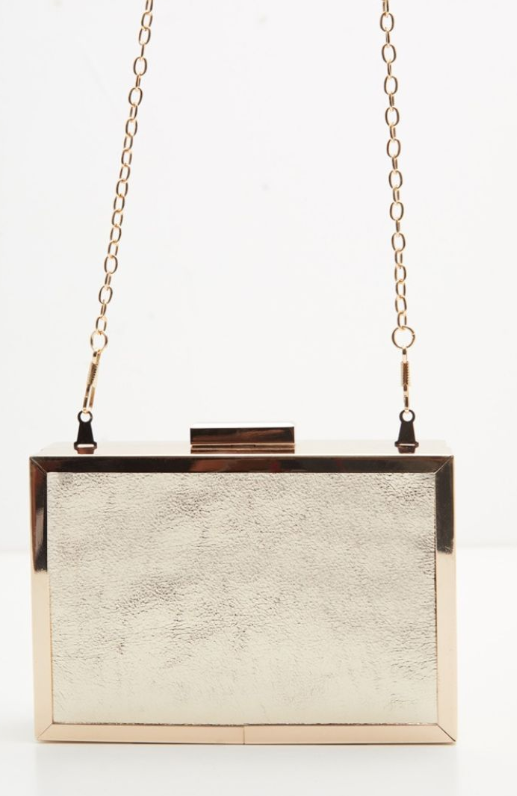 Plt - Gold Diamante Box Clutch