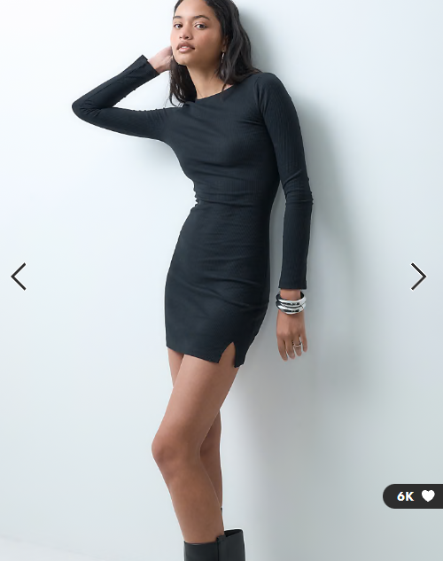ASOS DESIGN long sleeve mini dress with split hem