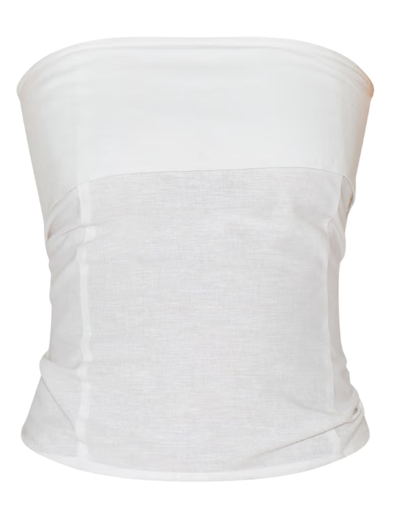 Plt - White Lightweight Woven Foldover Bandeau
