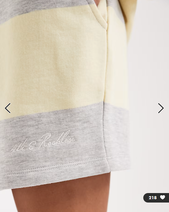 4th & Reckless cotton blend drawstring waist sweat shorts co-ord in yellow & grey stripe