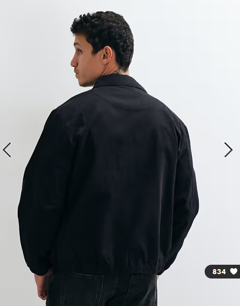 ASOS DESIGN cotton harrington jacket in black