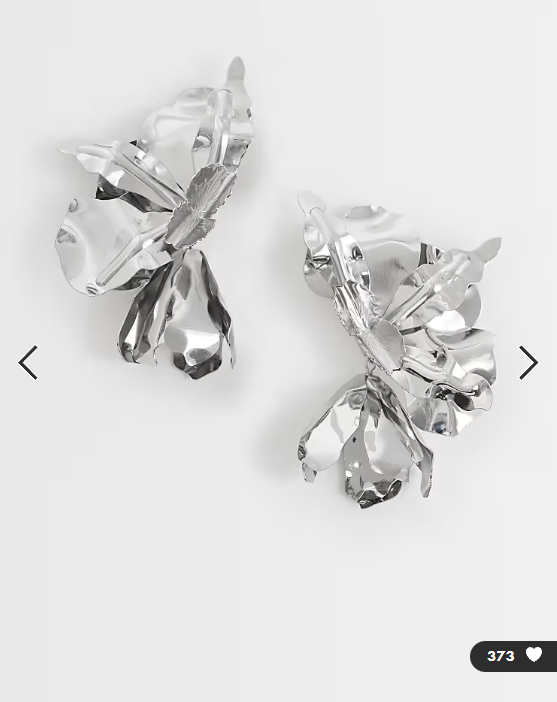 ASOS DESIGN large floral half flowers in silver tone