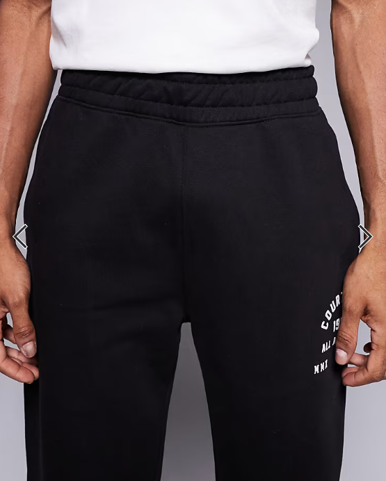 Courtside co-ord straight leg joggers in black with collegiate print