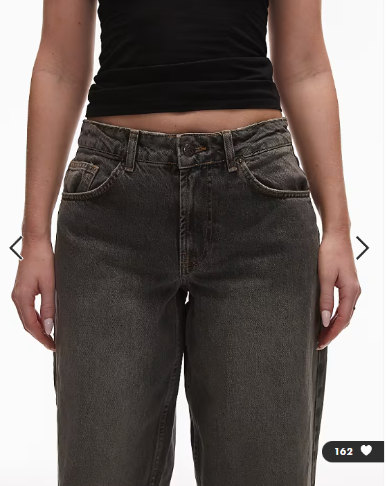 Topshop - hourglass cinch low rise relaxed hean in dark grey