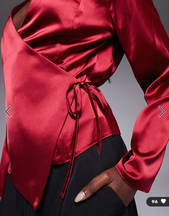 ASOS DESIGN satin scarf detail wrap blouse