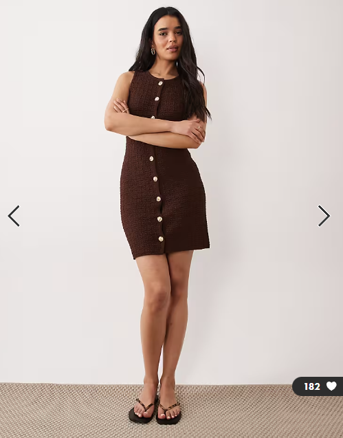 Miss Selfridge textured knit shift mini dress in chocolate