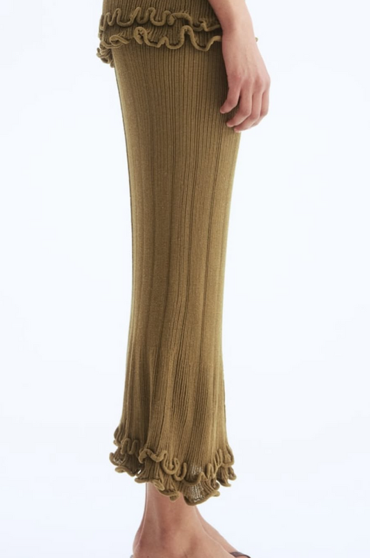 H&M - RIB-KNIT SKIRT - Green