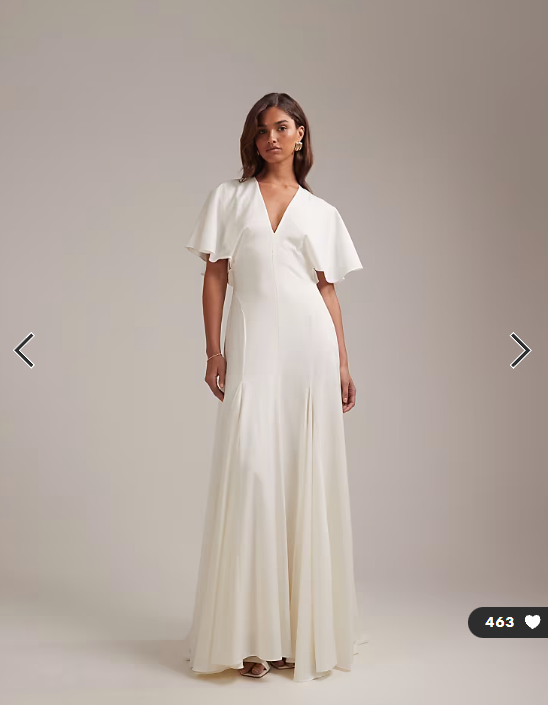 ASOS DESIGN Bridal cape sleeve godet maxi dress in ivory