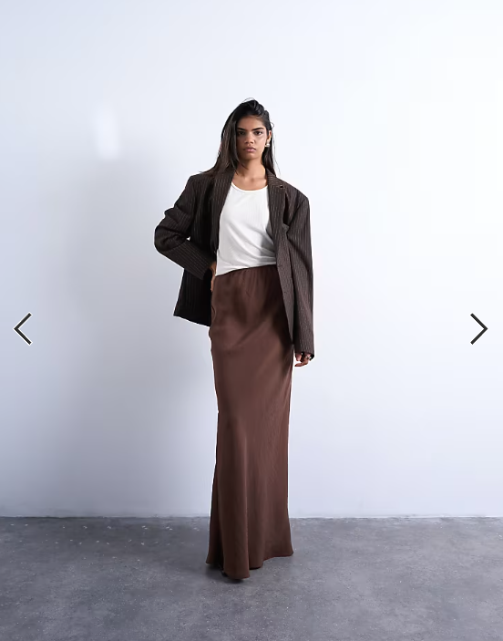 Topshop co-ord super soft cupro bias midi in brown