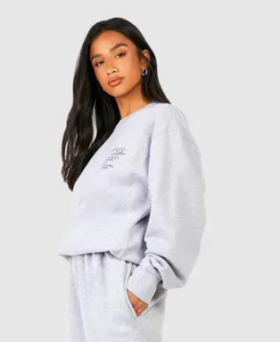 boohoo Petite Printed Sweatshirt Tracksuit